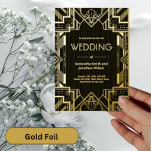Art Deco Glamous Guld på Black Foil Bröllop