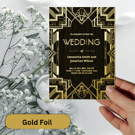 Art Deco Glamous Guld på Black Foil Bröllop