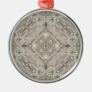 Art Deco Glamous Vintage Mode Grått Beige Julgransprydnad Metall