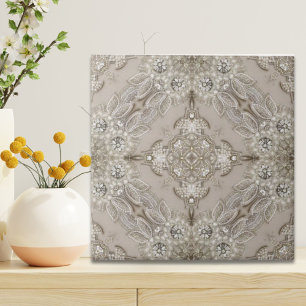 Art Deco Glamous Vintage Mode Grått Beige Kakelplatta