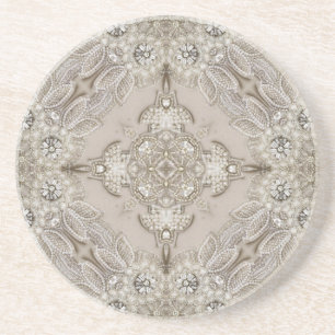 Art Deco Glamous Vintage Mode Grått Beige Underlägg Sandsten