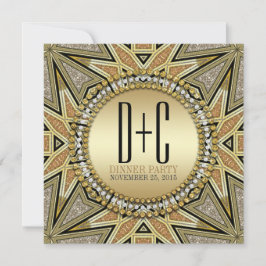 Art Deco Glittrande Guld Middag Invitationer Inbjudningar