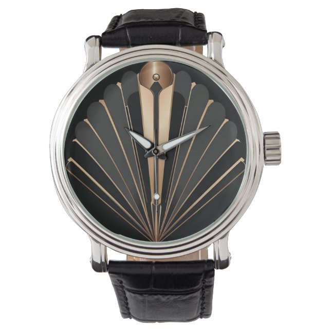 Art Deco Gold Fan Geometric Elegance Armbandsur (Framsida)