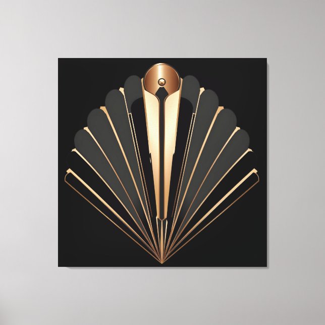 Art Deco Gold Fan Geometric Elegance Canvastryck (Framsida)