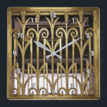 Art Deco Gold Fyrkantig Klocka<br><div class="desc">Art Deco Gold</div>