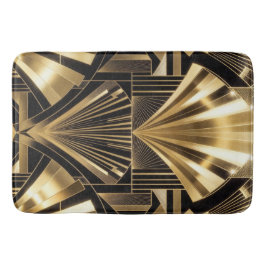 Art Deco Gold Sunburst Black Gold Geometric Luxury Badrumsmatta