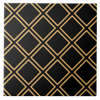 Art Deco Golden Dubbla Rand på Black Tile Kakelplatta