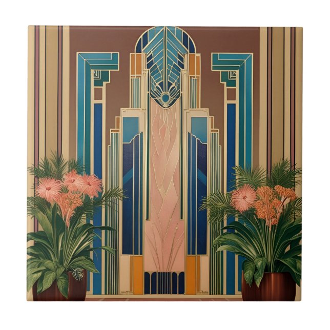 Art Deco Golden Era Entrance Ceramic Tile Kakelplatta (Framsidan)