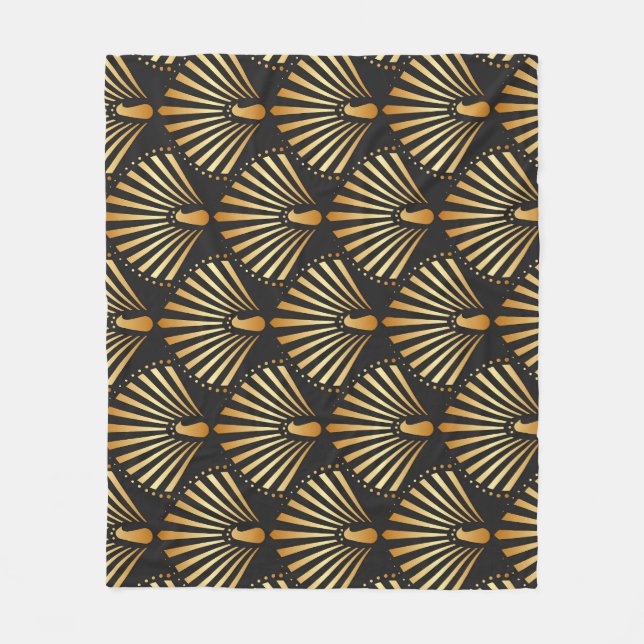Art deco golden fredsock mönster fleecefilt (Framsidan)