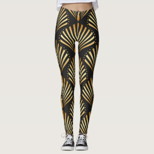 Art deco golden fredsock mönster leggings