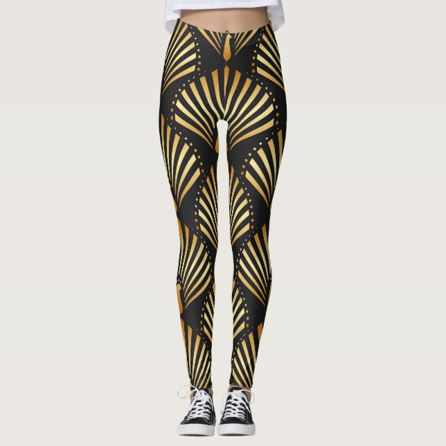 Art deco golden fredsock mönster leggings (Framsida)