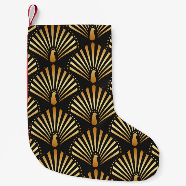 Art deco golden fredsock mönster liten julstrumpa (Framsidan)