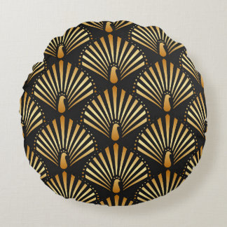 Art deco golden fredsock mönster rund kudde