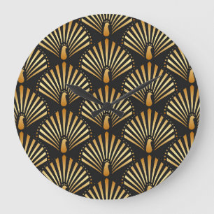 Art deco golden fredsock mönster stor klocka