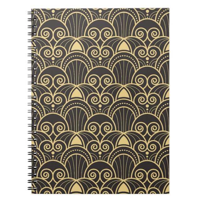 Art Deco: Golden Geometric Tiles. Anteckningsbok (Framsidan)