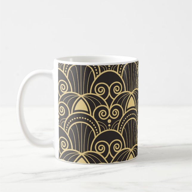 Art Deco: Golden Geometric Tiles. Kaffemugg (Vänster)