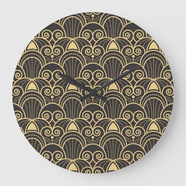 Art Deco: Golden Geometric Tiles. Stor Klocka (Framsida)