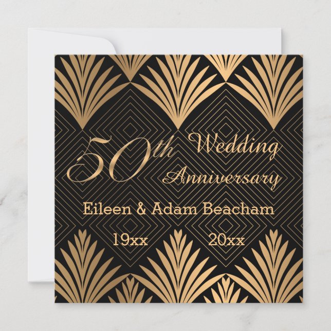 Art deco golden lövs femtioårsjubileum - platta ko (Framsida)