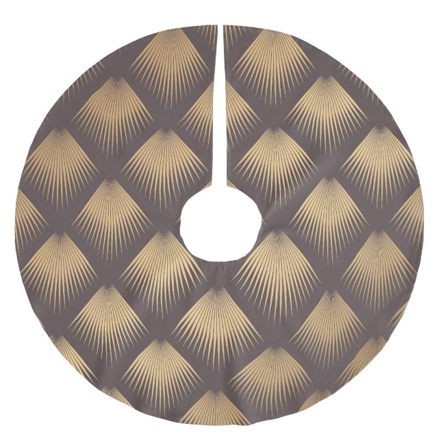 Art Deco Golden: Minimalistiskt sömlöst Julgransmatta Borstad Polyester (Framsidan)