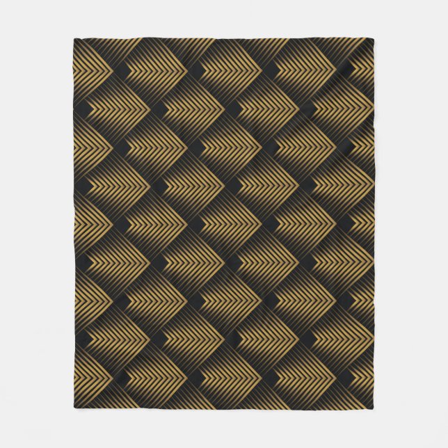 Art Deco: Golden Squares, Corner Tapet. Fleecefilt (Framsidan)