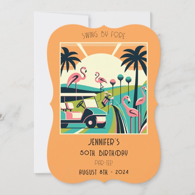 Art Deco Golf 50:e Födelsedagsfest inbjudan (Framsida)