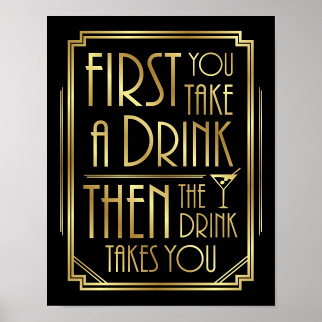 Art Deco - gör en DRINK-signatur Poster (Framsidan)