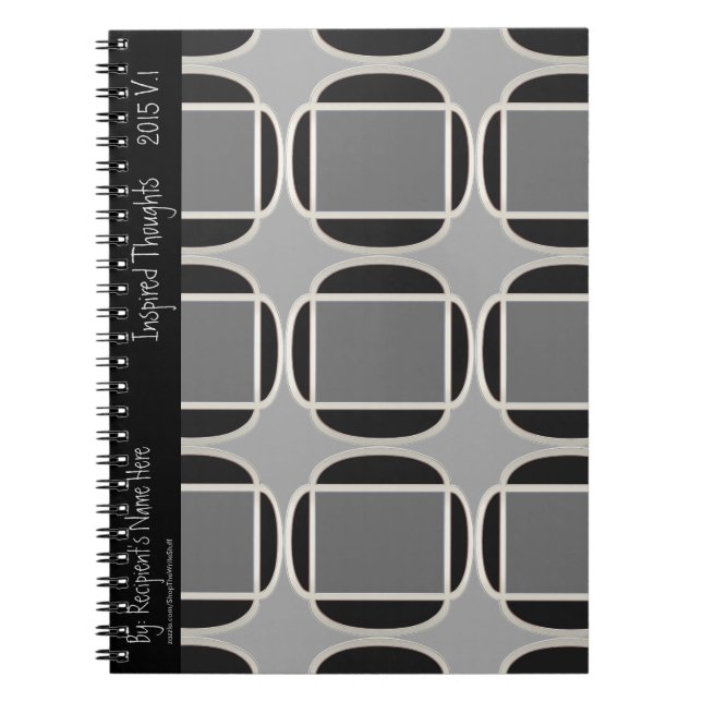 Art Deco gör Marocko-Black-Grått - Personlig Anteckningsbok Med Spiral (Framsidan)