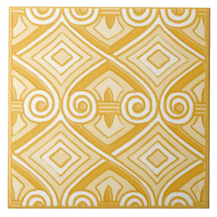 Art déco gör Persien (gult och kräm) Kakelplatta