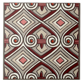 Art déco gör Persien (solbränna, korall, grått och Kakelplatta