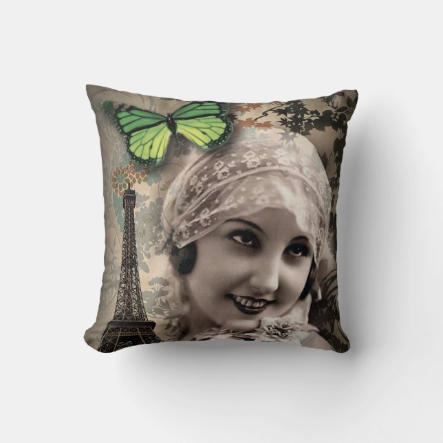 art déco görar grön den gatsby flickan för kudde (Framsida)