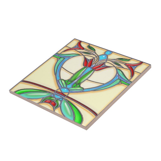 Art déco görar sammandrag tulpanmålat glass kakelplatta (Sidan)