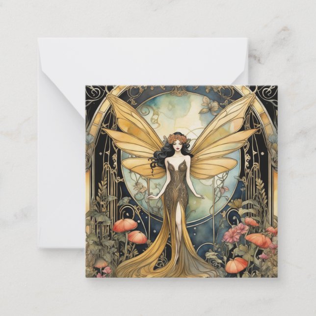 Art Deco Gothic Fairy Card Anteckningskort (Framsida)