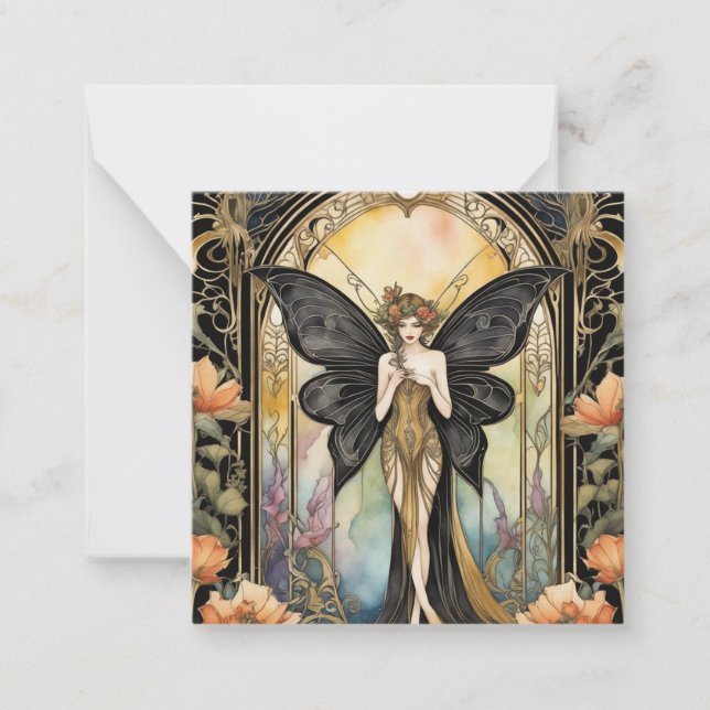 Art Deco Gothic Fairy Card Anteckningskort (Framsida)
