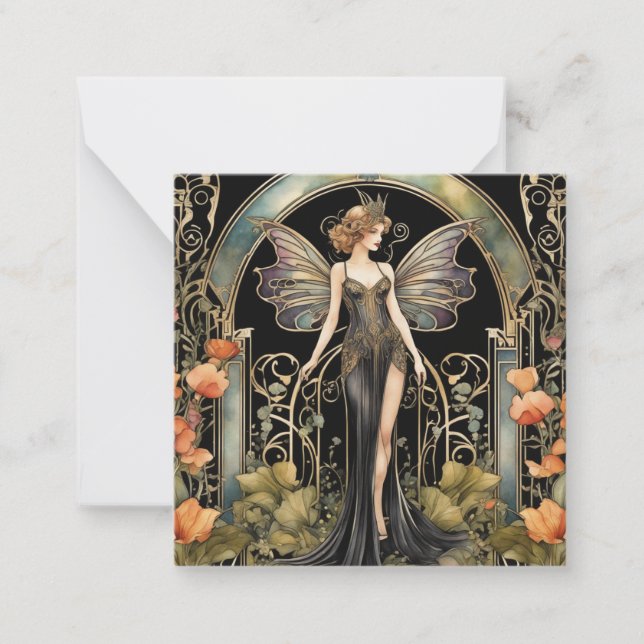 Art Deco Gothic Fairy Card Anteckningskort (Framsida)