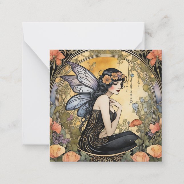 Art Deco Gothic Fairy Card Anteckningskort (Framsida)
