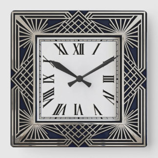 Art Deco Grå Fyrkantig Klocka