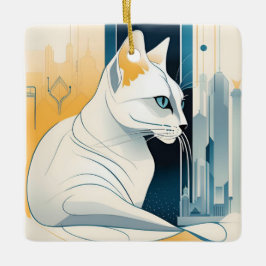 Art Deco Grafisk Katt Ornament