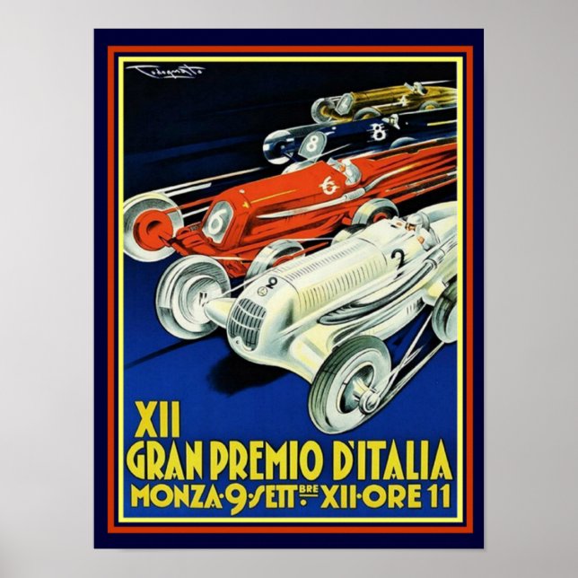 Art Deco Gran Premio D'Italia Poster 12 x 16 (Framsidan)