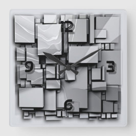 Art Deco Grått Fyrkantig Klocka