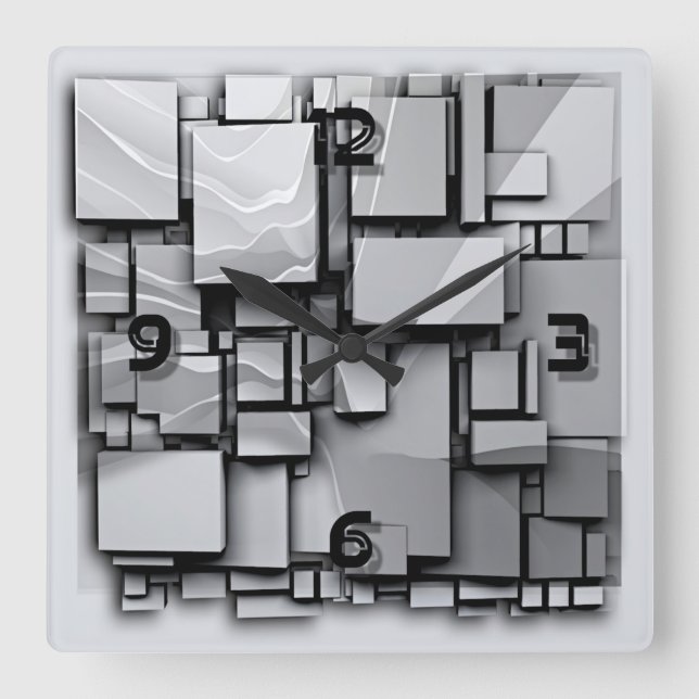 Art Deco Grått Fyrkantig Klocka (Framsida)