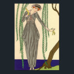 Art Deco Grått Taffeta Gown Illustration Poster<br><div class="desc">Art Deco stil Illustration av George Barbier om en ung kvinna som bär Grått Taffeta Gown bredvid en vig träd. George Barbier 1882-1932 var en av 1900-talets underbara illustratörer för Fransken i tidigt. Han är välkänd för sina kommissioner att utforma teater och balettstumpar, att illustrera bokar och att ta fram...</div>