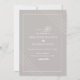 Art Deco Grått White Wedding-inbjudan Inbjudningar