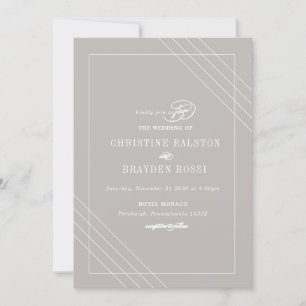 Art Deco Grått White Wedding-inbjudan Inbjudningar