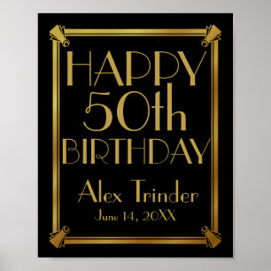 Art Deco Grattis på födelsedagen Skriv ut 20:s Par Poster
