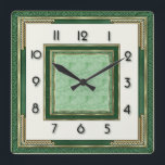 Art Deco Green Fyrkantig Klocka<br><div class="desc">Great clock design. You will love it like others. Be free to use this design for other product you like or to customize and add yoru text. Follow me for more. Thank you. Have a nice day.</div>