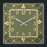 Art Deco Green  Fyrkantig Klocka<br><div class="desc">Great clock design. You will love it like others. Be free to use this design for other product you like or to customize and add your text. Follow me for more. Thank you. Have a nice day.</div>