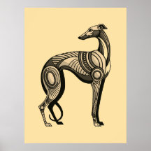 Art Deco Greyhound i Vintage Färgpalett