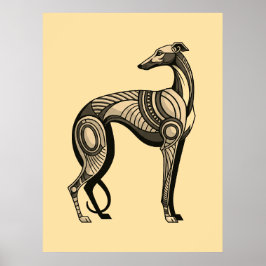 Art Deco Greyhound i Vintage Färgpalett Poster