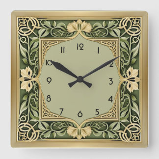 Art Deco Grön Fyrkantig Klocka