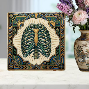 Art Deco Grön Revbensskelett Anatomisk Kakelplatta